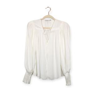 Rebecca Taylor White Sateen Tie Airy Feminine Blouse